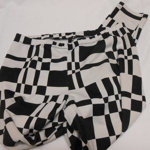 Sololafe black and white Leggings sz M Stretch pants 👩 abstract design nice